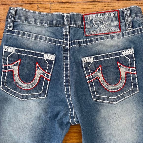 Iconic Y2K True Religion Mickey Big T Jeans Wide Stitching Low Rise Sz 32 - Picture 8 of 10